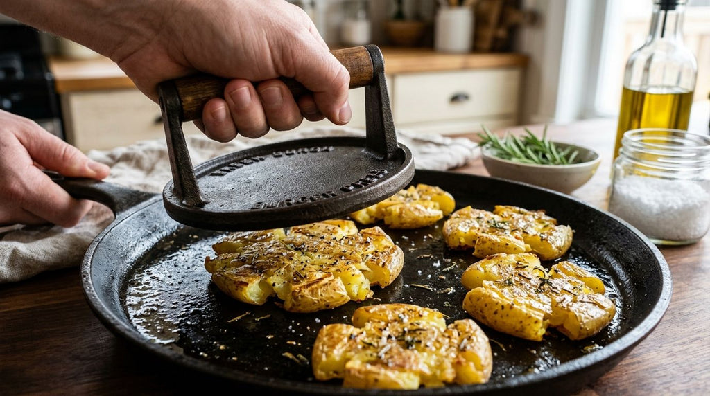 How to Make Crispy Smashed Potatoes With a Burger Press
