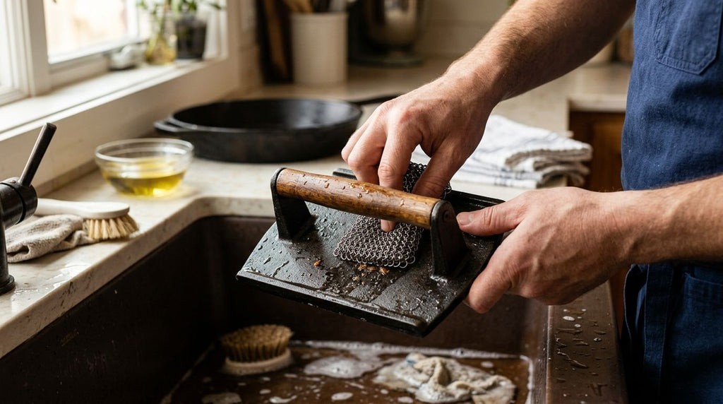 How to Clean a Cast-Iron Smash Burger Press Without Ruining It